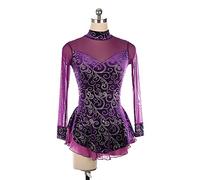 YXWYXWA Girls Figure Ice Skating Robe Femme Adulte Sparkly Rhingestone Long Manche Ouverte, Show Costume Race Jirt, Ballet Dance Gymnastique Bodys, Purple, M