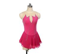 YXWYXWA Girls Figure Ice Skating Robe Femme Adulte Sparkly Rhingestone sans Manches Bodys Body, Show Costume Costume Race, Ballet Dance Gymnastic Teillet, Rose Red, M