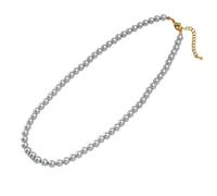 YXWYXWA Gold Plated Necklace Chain, Necklaces for Women Long Grey Pearl Bead Necklaces Trendy Jewelry
