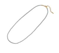YXWYXWA Gold Plated Necklace Chain, Necklaces for Women Long Grey Pearl Bead Necklaces Trendy Jewelry