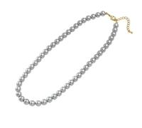 YXWYXWA Gold Plated Necklace Chain, Necklaces for Women Long Grey Pearl Bead Necklaces Trendy Jewelry