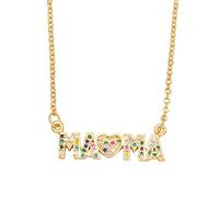 YXWYXWA Gold Silver Color Mama for Women Rainbow Zirconia Mother Mom Collier Fashion Crystal Bielry Cadeaux