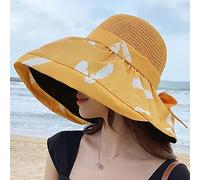 YXWYXWA Grand Bord Nette en Maillage Floppy Top Some s Femmes Summer Pliable Bow Plage Caps Holiday Leisure SCAREN Cap