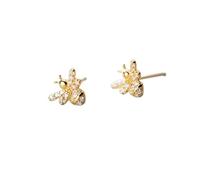 YXWYXWA Jewelry for Women Women Silver Earrings, 100% 925 Solid Sterling Silver Gold Small Bees CZ Stud Earring for Women Fashion Fine Silver Jewelry Gift Ed19 Women's Jewelry