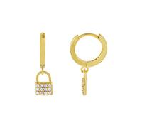 YXWYXWA Jewelry for Women Women Silver Earrings, Genuine 925 Sterling Silver Earring Woman Ladies Bling Crystal Lock Pendant Hoop Earring Personalized Pendientes Oorbelle Women's Jewelry
