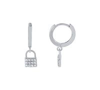YXWYXWA Jewelry for Women Women Silver Earrings, Genuine 925 Sterling Silver Earring Woman Ladies Bling Crystal Lock Pendant Hoop Earring Personalized Pendientes Oorbelle Women's Jewelry