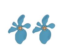YXWYXWA Jewelry for Women Women Silver Earrings, Korean Sweet Big Flower Stud Earrings for Women Colorful Earing Jewelry Fashion Exaggerated White Green Blue Red Pink Earrings Gifts for Girlfriend,