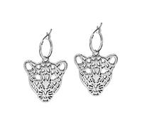 YXWYXWA Jewelry for Women Women Silver Earrings, Trendy Animal Leopard Head Pendant Unisex Hoop Earrings Hollow Alloy Silver Color Exaggeration Men Women Piercing Earrings Gifts for Girlfriend, Wife,