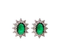 YXWYXWA Jewelry Green Gemstone Alloy Stud Earrings Princess Diana Royal, for Women Special Day, Jewelry
