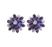 YXWYXWA Ladies Elegant Crystal Flowers Earrings Stone Flower Stud Earrings for Girls Ears Gorgeous Fashion Trend for Women Girls Valentine Holiday Party Present