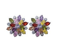 YXWYXWA Ladies Elegant Crystal Flowers Earrings Stone Flower Stud Earrings for Girls Ears Gorgeous Fashion Trend for Women Girls Valentine Holiday Party Present