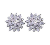 YXWYXWA Ladies Elegant Crystal Flowers Earrings Stone Flower Stud Earrings for Girls Ears Gorgeous Fashion Trend for Women Girls Valentine Holiday Party Present