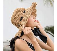 YXWYXWA Ladies Summer Straw Hat Summer Travel Sunshade Sunscreen Beach Hat Seaside Summer UV Protection Korean Version of The Wild Holiday Foldable