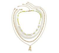 YXWYXWA Layered Pearl Silver Chain Necklace Men Jewelry, 22.4 inches Length