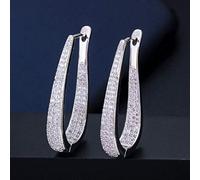 YXWYXWA Micro Pave Cubic Zirconia Stone White Luxury Big Hoop Earrings Jewelry for Women