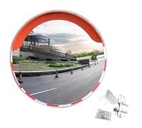 YXWYXWA Miroir de Circulation, monté sur Poteau avec Bord de Chapeau, Miroir Grand Angle en PC avec Support de Fixation réglable, Vue dégagée, Miroir de Circulation Rouge Haute visibilité, pour