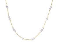 YXWYXWA Necklace de Fer allié pour Femmes, chaîne en Or Jaune avec Perles élongées chaînes Solides - Cadeau Unique