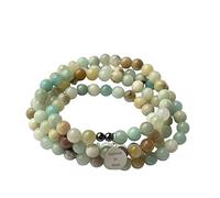 YXWYXWA Necklaces Natural Amazonite 108 Mala Bead Bracelets with 925 Sterling Silver Inspirational Pendant