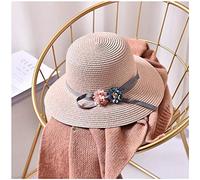 YXWYXWA Parent-Child 's Straw Hat Female Bowknot Flowers Outing Summer Seaside Beach Sun Hat