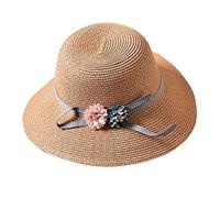 YXWYXWA Parent-Child 's Straw Hat Female Bowknot Flowers Outing Summer Seaside Beach Sun Hat