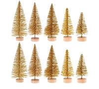 YXWYXWA Petit pin 48 pièces en sisal à Paillettes dorées avec Brosse à Bouteille, Ornements de pin artificiels avec Bases en Bois pour décoration de scène, fête, Bureau, Jour de commémoration de