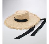 YXWYXWA Popular Long Ribbon Raffia Beach Hast for Women Windshield Decoration Summer Straw Hat