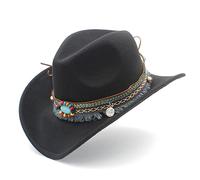 YXWYXWA Retro Dames Cowboy Chapeau d'automne Hiver Top Chapeau Jazz Chapeau en Feutre