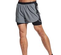 YXWYXWA Running Shorts Men's 2 in 1 Sports Jogging Fitness Shorts Training Quick Dry Mens Gym Men