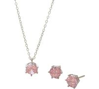 YXWYXWA Silver Jewellery Sets for Women, 925 Sterling Silver Zirconia Pendant Necklace and Birthstones Stud Earrings Set Bridal Wedding Bridesmaid Ladies Jewellery Gift Set