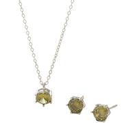 YXWYXWA Silver Jewellery Sets for Women, 925 Sterling Silver Zirconia Pendant Necklace and Birthstones Stud Earrings Set Bridal Wedding Bridesmaid Ladies Jewellery Gift Set