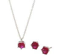 YXWYXWA Silver Jewellery Sets for Women, 925 Sterling Silver Zirconia Pendant Necklace and Birthstones Stud Earrings Set Bridal Wedding Bridesmaid Ladies Jewellery Gift Set