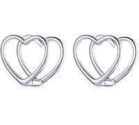 YXWYXWA Sterling Silver Jewelry,925 Sterling Silver Double Heart Stud Earrings Star Earrings Infinite Love Earring for Women Silver Jewelry