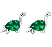 YXWYXWA Sterling Silver Jewelry,925 Sterling Silver Fun Dinosaur Stud Earrings for Women Green Simulated Diamonds Hoop Earrings for Women Child Party Jewelry