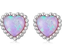 YXWYXWA Sterling Silver Jewelry,925 Sterling Silver Shining Opal Heart Earrings for Women Love Ears for Girl Plated Platinum Jewelry Wedding Gift