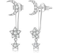 YXWYXWA Sterling Silver Jewelry,925 Sterling Silver Trendy Shining Star Dangle Drop Earrings for Women Moon Stud Earrings Korean Jewelry Gift