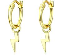 YXWYXWA Sterling Silver Jewelry,Gold Lighting Drop Earrings for Women Real Pure 925 Sterling Silver Dangle Earring Female Silver Korean Jewelry