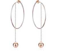 YXWYXWA Sterling Silver Jewelry,Popular 100% 925 Sterling Silver Big Circle Round Long Chain Drop Earrings for Women Rock Style Earrings Jewelry
