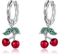 YXWYXWA Sterling Silver Jewelry,Real 925 Sterling Silver Sweet Cherry Stud Earrings for Women Statement Fine Jewelry Brinco Bijoux