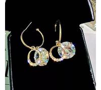 YXWYXWA Sterling Silver Needle Drop Earrings for Women Jewelry Bling Star Rhinestone Tassel Female