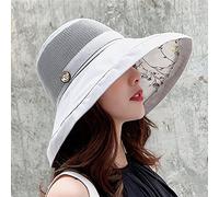 YXWYXWA Summer Big Wide Brim Flower Sun Hat for Women Mesh Beach Hat Female Net Foldable Sun Hats Lady's Bucket Hat