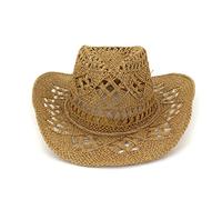 YXWYXWA Summer Outdoor Men Women Western Cowboy Hats Hand-Woven Hat Breathable Beach Jazz Cap Sunhat