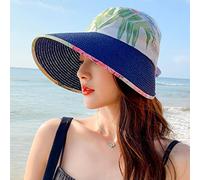 YXWYXWA Summer Ponytail for Women Breathable Chiffon Foldable Beach Visor Cap Female Casual Holiday Wide Brim Straw Hat