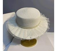 YXWYXWA Summer Style Vintage Net Yarn Straw Hat Solid Color Beach Holiday Beach Hat Big Sun Hat