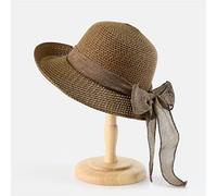 YXWYXWA Summer Sun Hats Women Fashion Girl Hat Ribbon Bow Beach Hat Casual Flat Top Panama Hat
