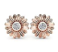 YXWYXWA Sunflower Stud Earrings for Birthday New Year Gift Women Crystal Stone Earrngs