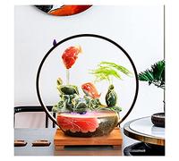 YXWYXWA Tabletop Fountain Tabletop Fountain Creative Ceramic Fish Desktop Fountain Indoor Fountain Fish Tank Living Room Home Furnishing Desktop Decoration Desktop Fountain (Color : Without Atomizer