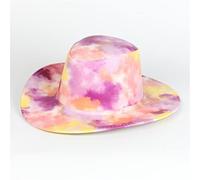 YXWYXWA Tie-Dye Western Cowboy Knight Hat Men's Scenic Craft Hat Outdoor Sunshade Leather Jazz Hat