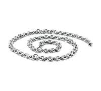 YXWYXWA Titanium Oval Cable Chain, Silver Stainless Steel Women Necklace - 45-70CM