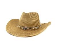 YXWYXWA Western Cowboy Hat Big Brim Straw Hat Men's Beach Sun Hat Cowboy Hat Beach Hat Summer Outdoor Travel