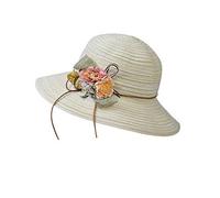 YXWYXWA Women Lady Girl Fashion Summer Beach Medium Brim Foldable Travel Sun Straw Hat Cap Holiday Vacation Casual Flower Sun Hat